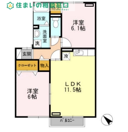 名鉄名古屋本線 宇頭駅 徒歩20分 2階建 築31年の間取り写真