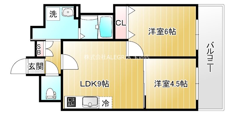 近鉄大阪線 今里駅 徒歩13分 10階建 築2年の間取り写真