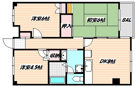 ＪＲ総武線 西船橋駅 徒歩8分 9階建 築36年の間取り写真