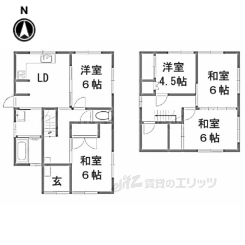 近鉄橿原線 結崎駅 徒歩15分 2階建 築44年の間取り写真