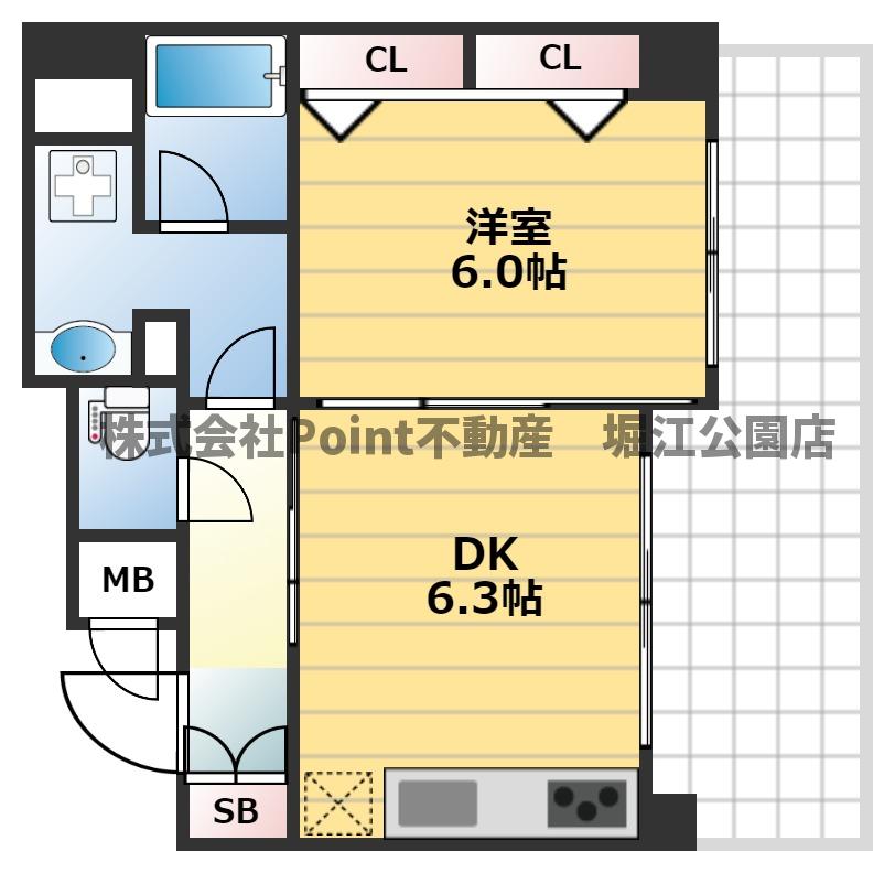 地下鉄長堀鶴見緑地線 西長堀駅 徒歩3分 11階建 築24年の間取り写真