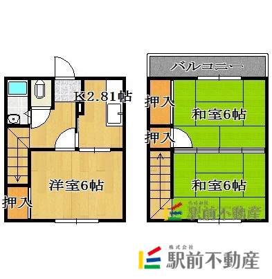 【柳川市三橋町磯鳥のアパートの間取り】