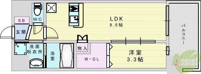 吹田市江坂町のマンションの間取り