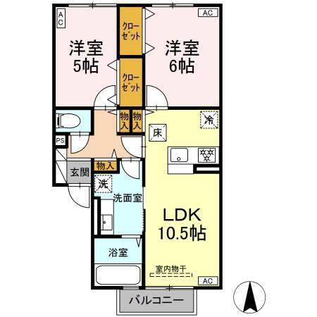 菊池市泗水町吉富のアパートの間取り