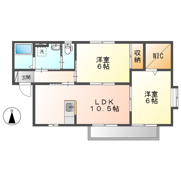 倉敷市真備町箭田のアパートの間取り