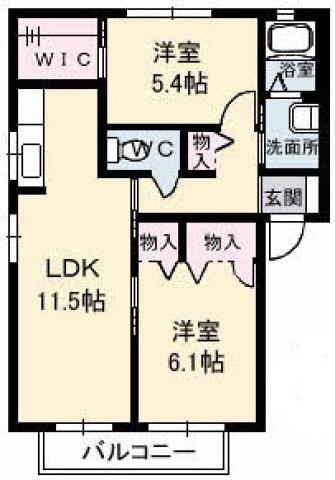 シャーメゾン小松島 A棟の間取り