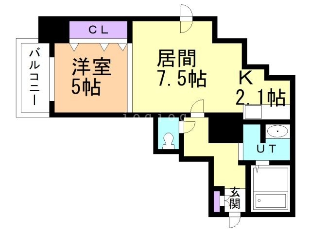 札幌市東区北七条東のマンションの間取り