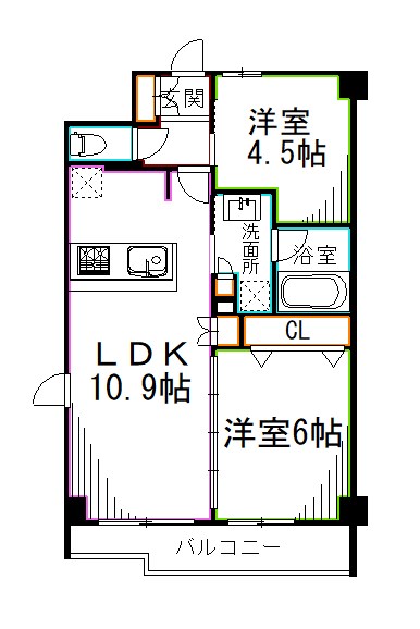 【杉並区浜田山のマンションの間取り】