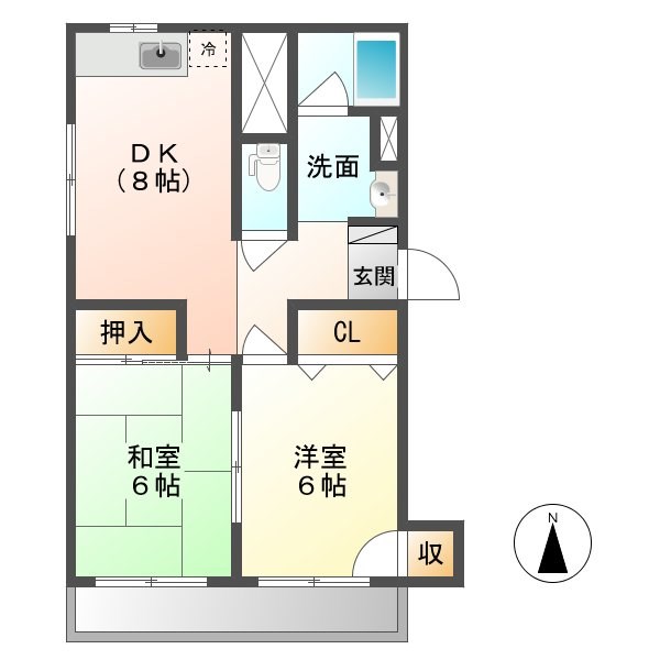 佐久市岩村田のアパートの間取り