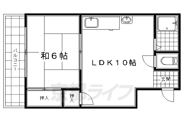 京都市南区吉祥院東砂ノ町のマンションの間取り