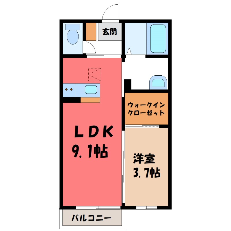 邑楽郡大泉町西小泉のアパートの間取り