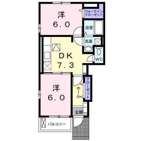 江田島市大柿町大原のアパートの間取り