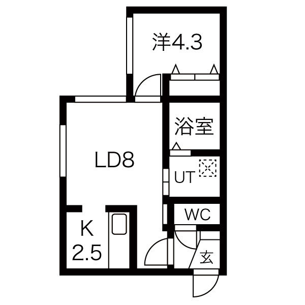 札幌市東区北二十二条東のマンションの間取り