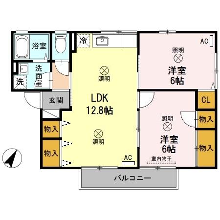 広島市安佐南区相田のアパートの間取り