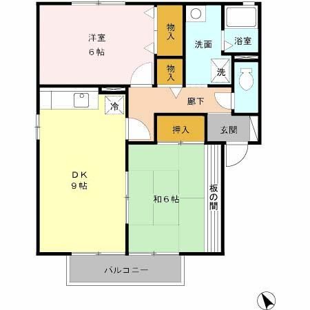 生駒郡三郷町立野北のアパートの間取り