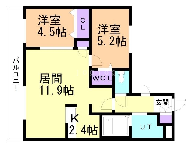 札幌市東区北十二条東のマンションの間取り