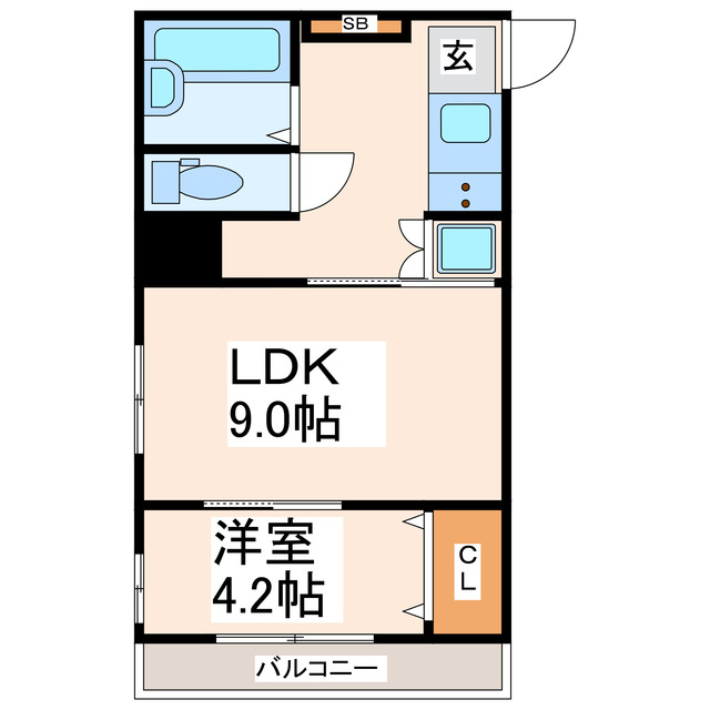 熊本市中央区下通のマンションの間取り