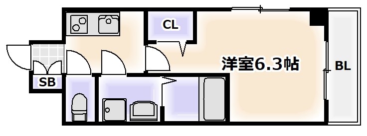 大阪市阿倍野区旭町のマンションの間取り