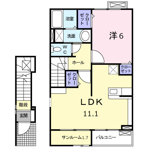 胎内市東本町のアパートの間取り