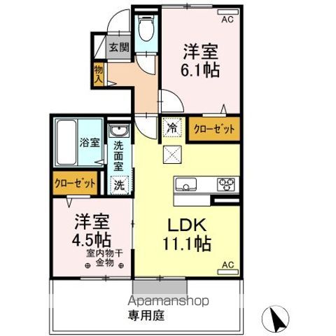 高松琴平電鉄志度線 大町駅 徒歩5分 2階建 築6年の間取り写真