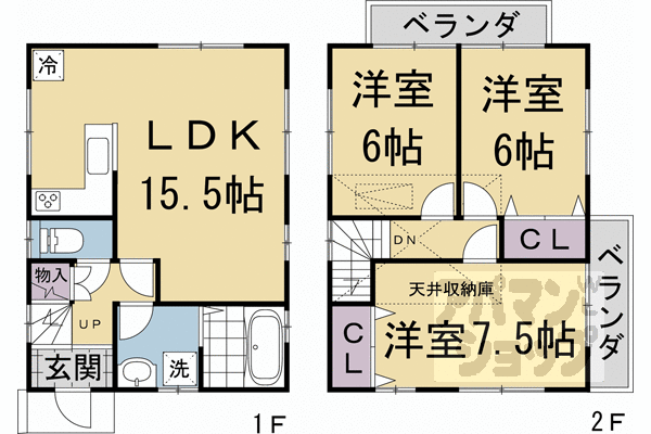 梅ヶ畑薮ノ下町貸家の間取り写真