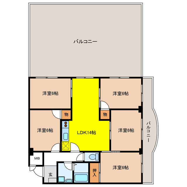 【岐阜市西鶉のマンションの間取り】