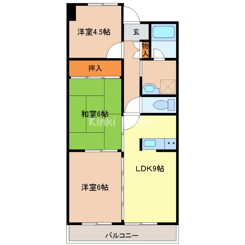 和歌山市元町奉行丁のマンションの間取り