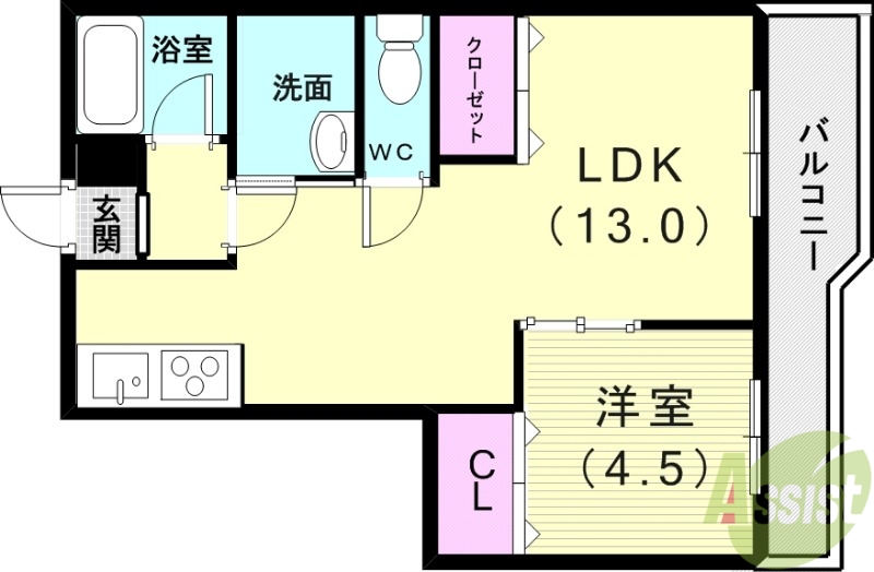 神戸市垂水区高丸のマンションの間取り