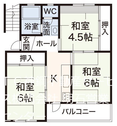 加古川市神野町石守のマンションの間取り