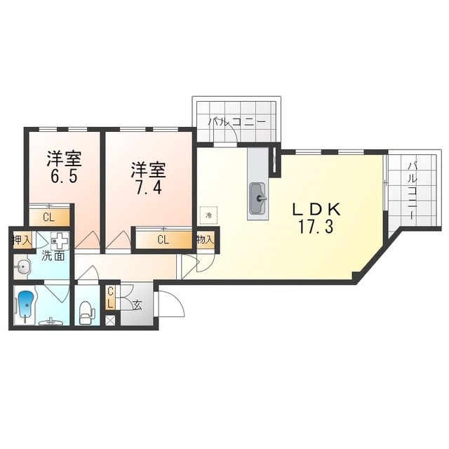 芦屋市東山町のマンションの間取り