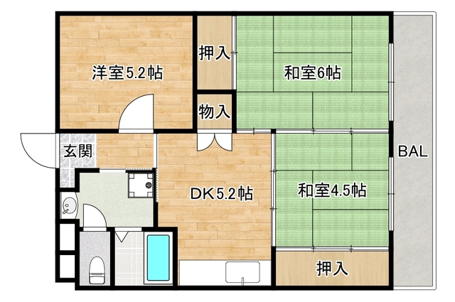 大阪市阿倍野区阪南町のマンションの間取り