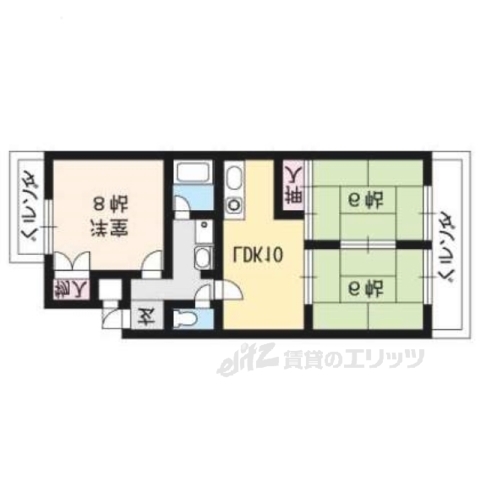 京都市右京区太秦京ノ道町のマンションの間取り