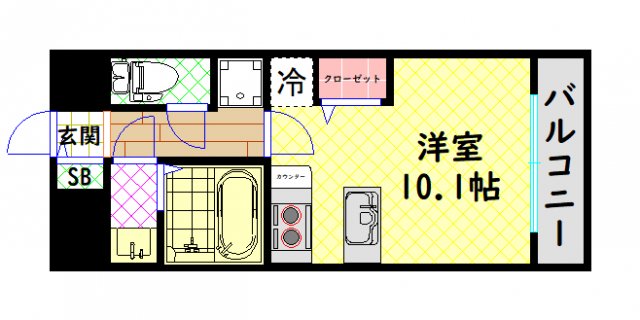 大阪市浪速区浪速東のマンションの間取り