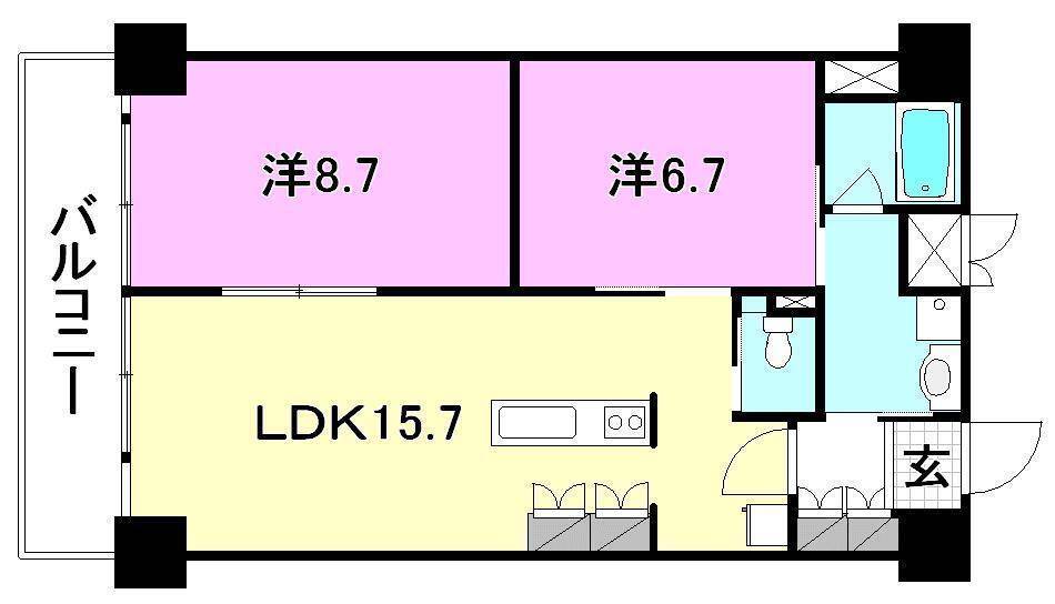 松山市姫原のマンションの間取り