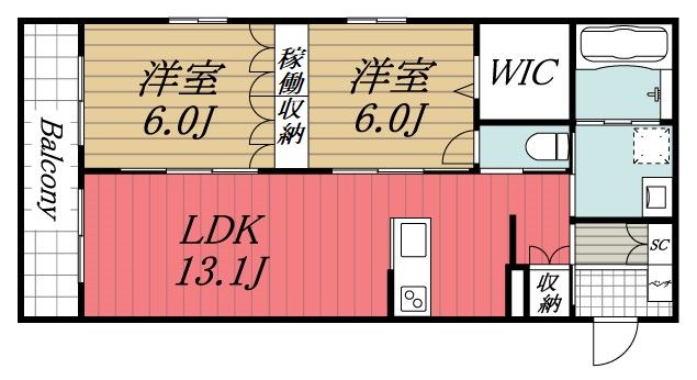 千葉市中央区祐光のマンションの間取り