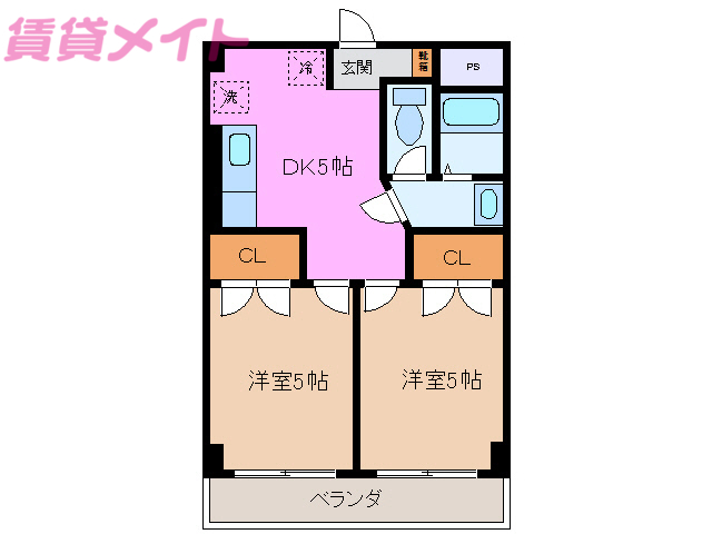 いなべ市大安町片樋のマンションの間取り