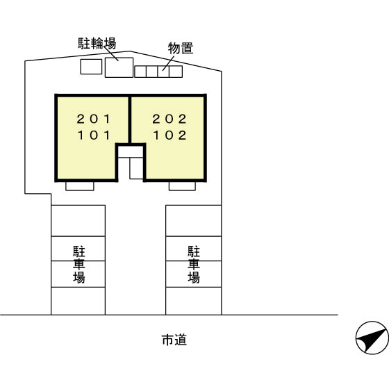 【山形市双月町のアパートの駐車場】