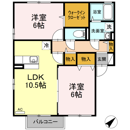 山形市双月町のアパートの間取り