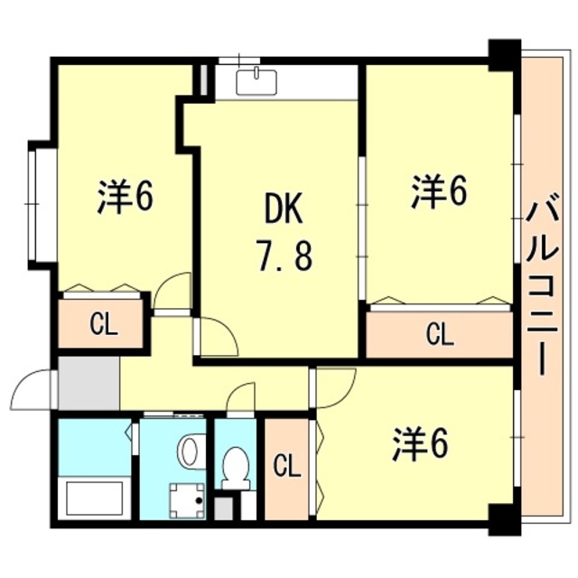 神戸市兵庫区荒田町のマンションの間取り