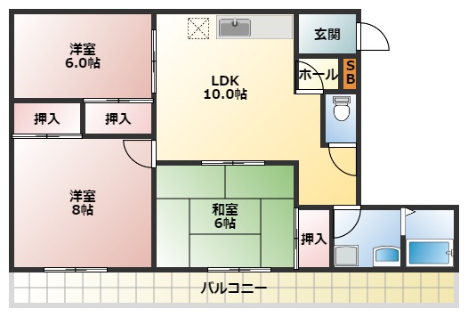 羽曳野市広瀬のマンションの間取り