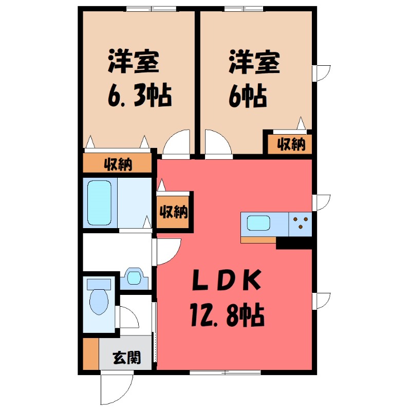 邑楽郡大泉町仙石のアパートの間取り