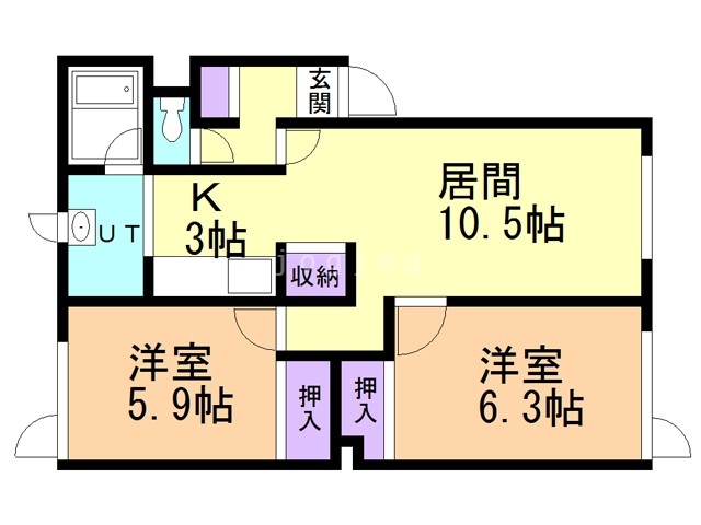 札幌市西区二十四軒三条のアパートの間取り