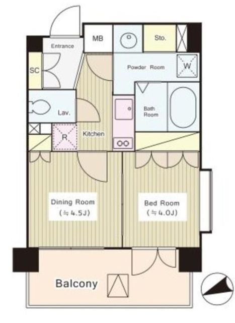 中央区八丁堀のマンションの間取り