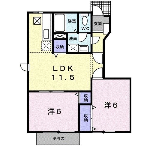 瀬戸内市長船町長船のアパートの間取り