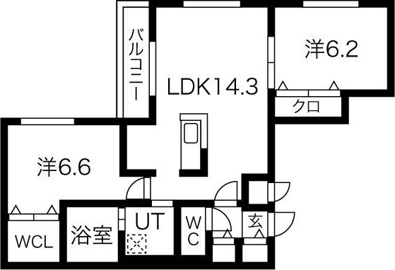 札幌市白石区菊水七条のマンションの間取り