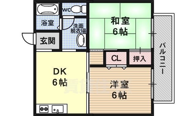 京都市南区唐橋赤金町のアパートの間取り