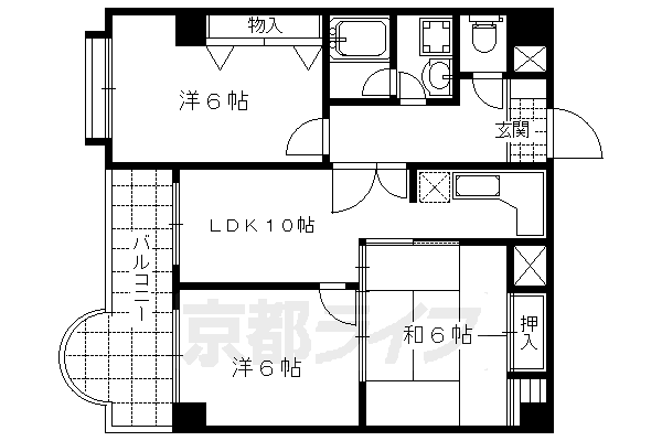 京都市右京区嵯峨五島町のマンションの間取り