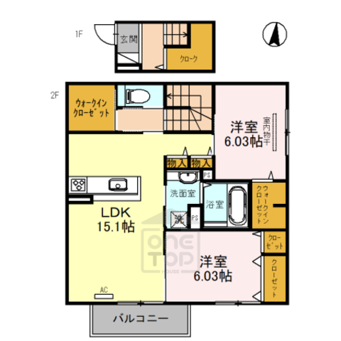 茨木市蔵垣内のアパートの間取り