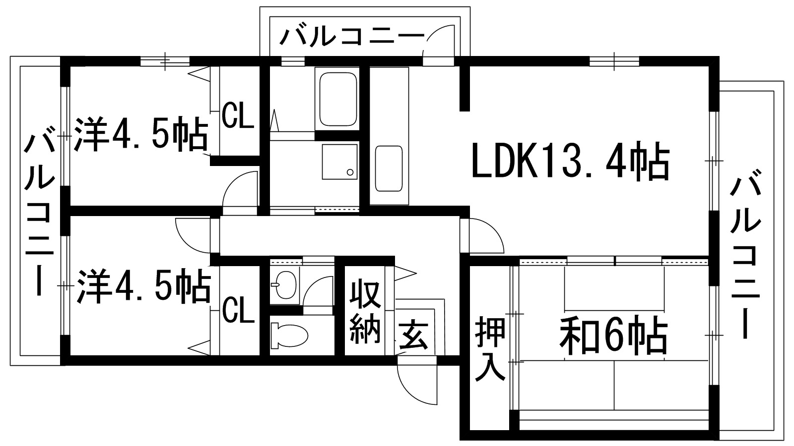 西宮市東山台のマンションの間取り