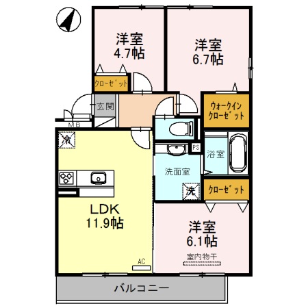 湖城ヶ丘ハイツ9号館の間取り